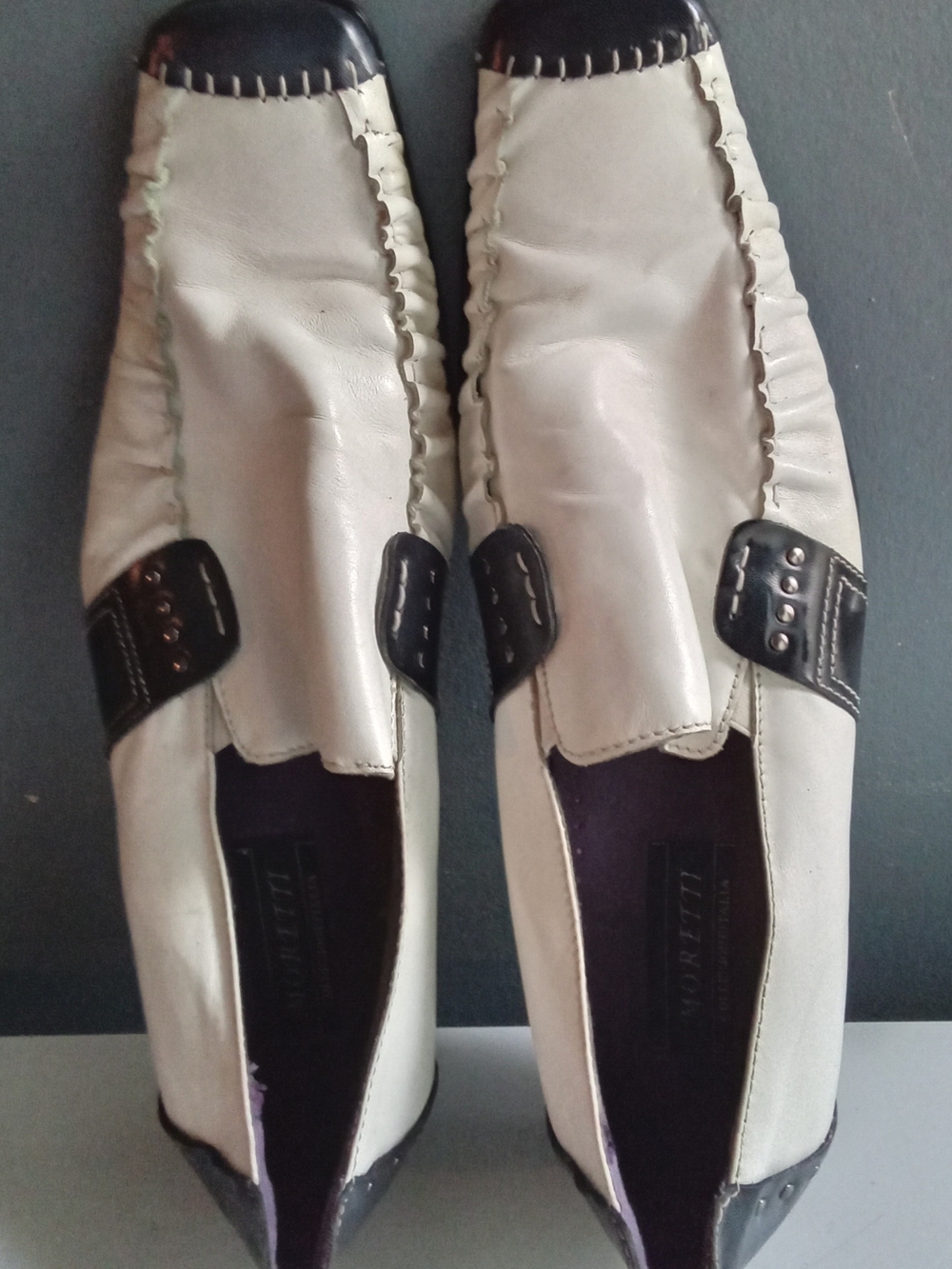NasonMoretti White and Black Men’s Slip-On Loafers